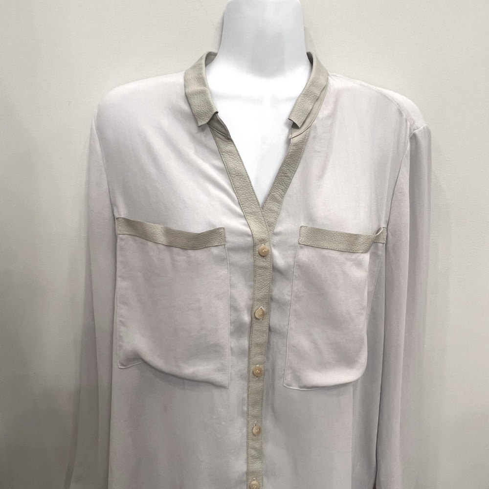 Helmut Lang silk blouse with leather trim?